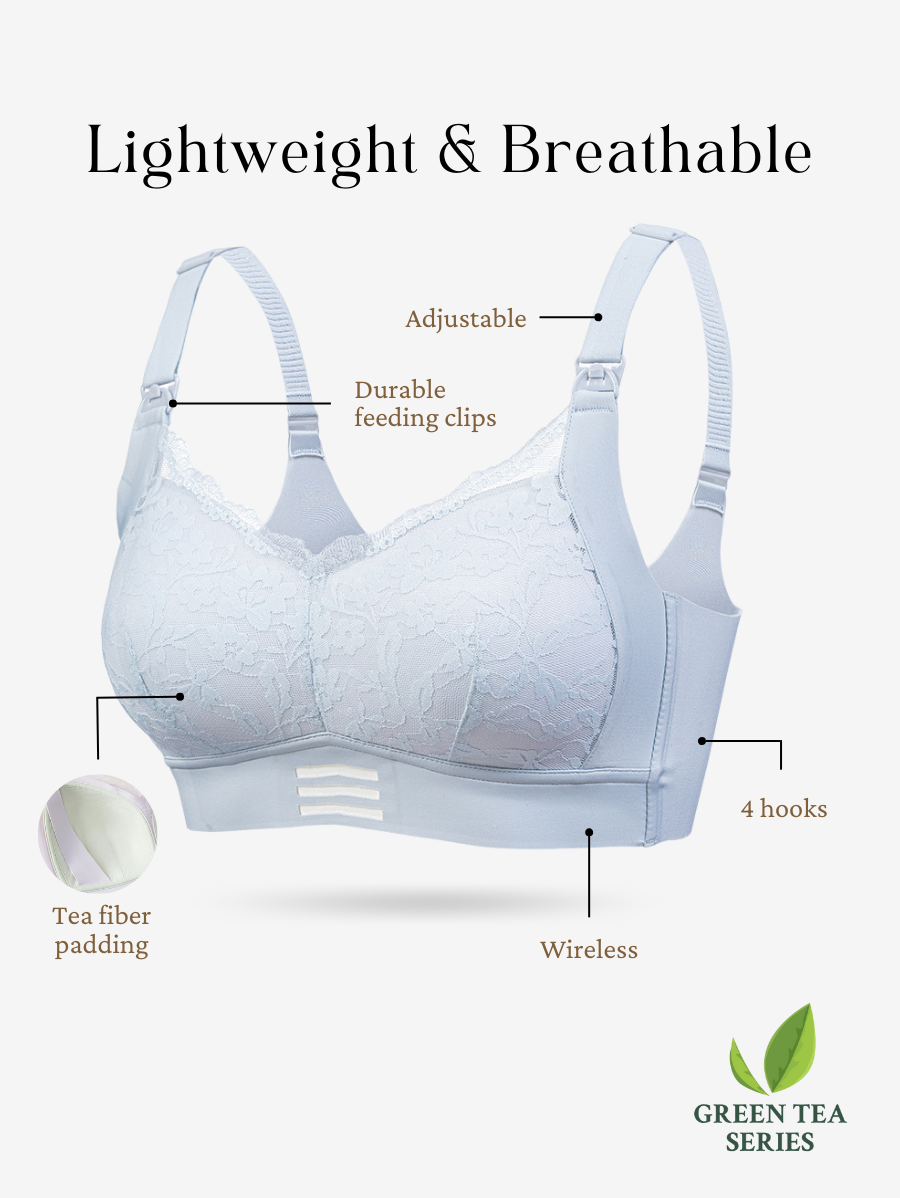 Premium Green Tea Extract Antibacterial Lace Top Open Nursing Bra