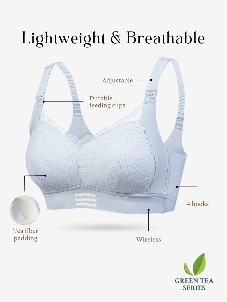 Plus size wireless maternity bra with contrast colored straps