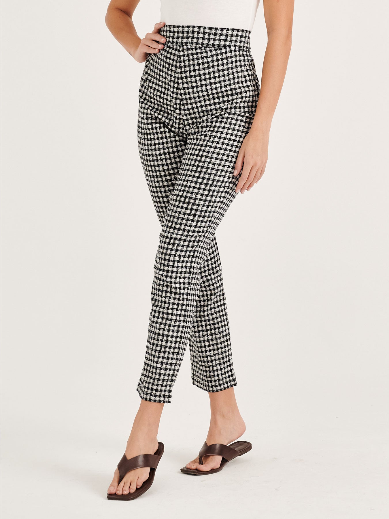 Checkered Support Outer Tightening Cross Belt Pelvis Pants