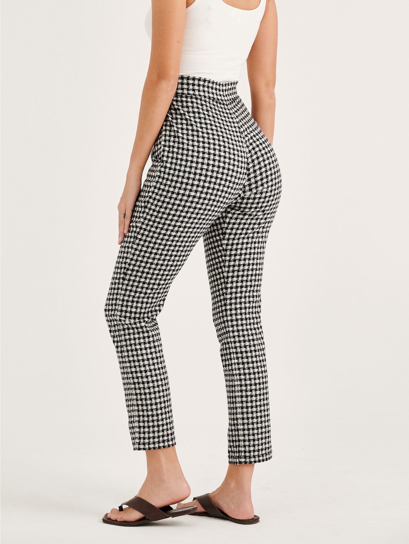 Checkered Support Outer Tightening Cross Belt Pelvis Pants