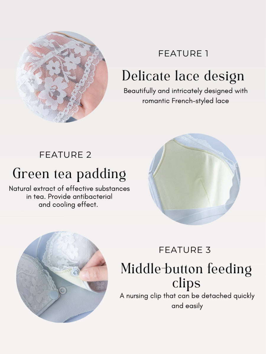 Premium Green Tea Antibacterial Middle Button Nursing Bra