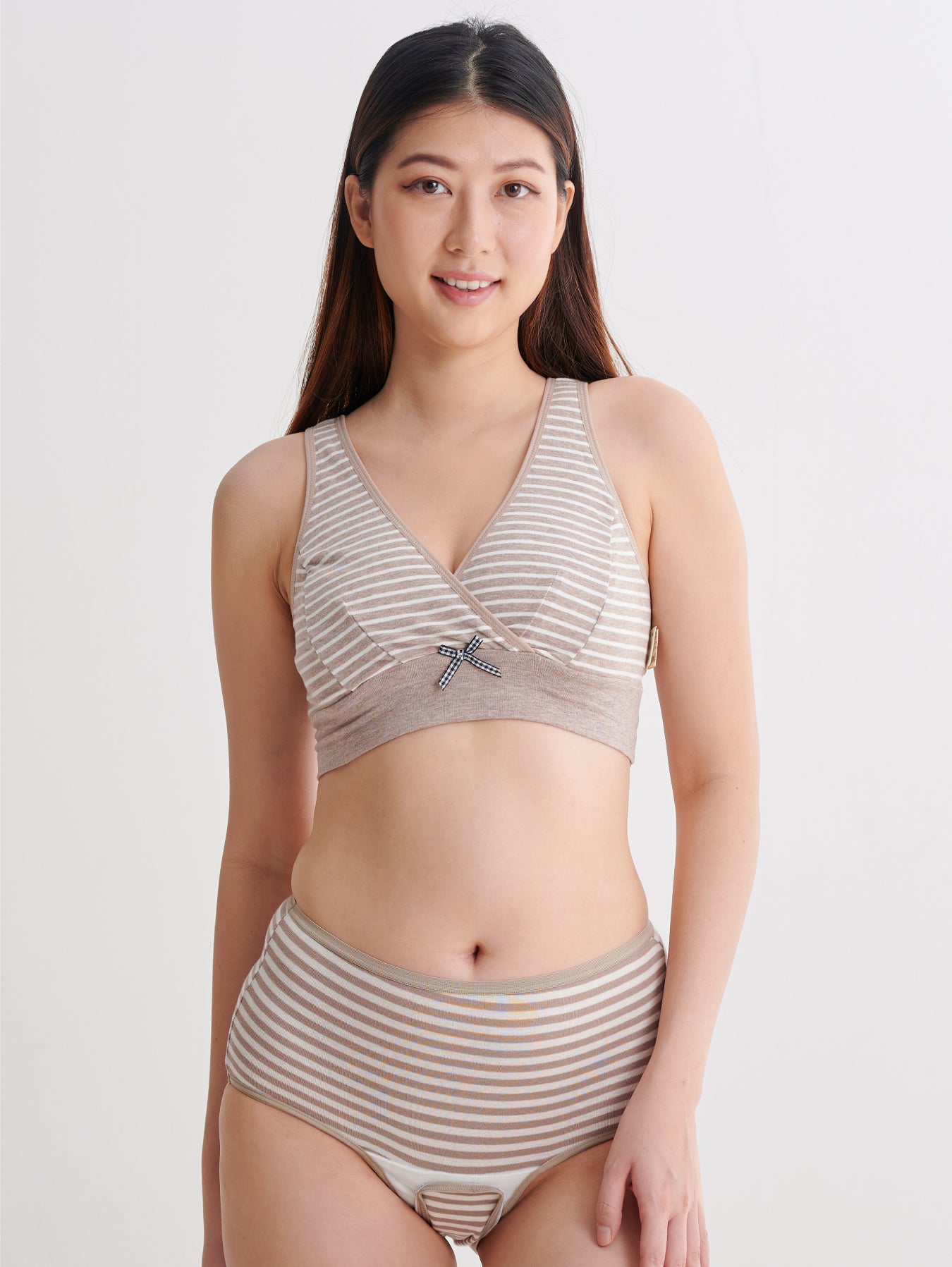 Striped Cotton Nursing Sport Bra