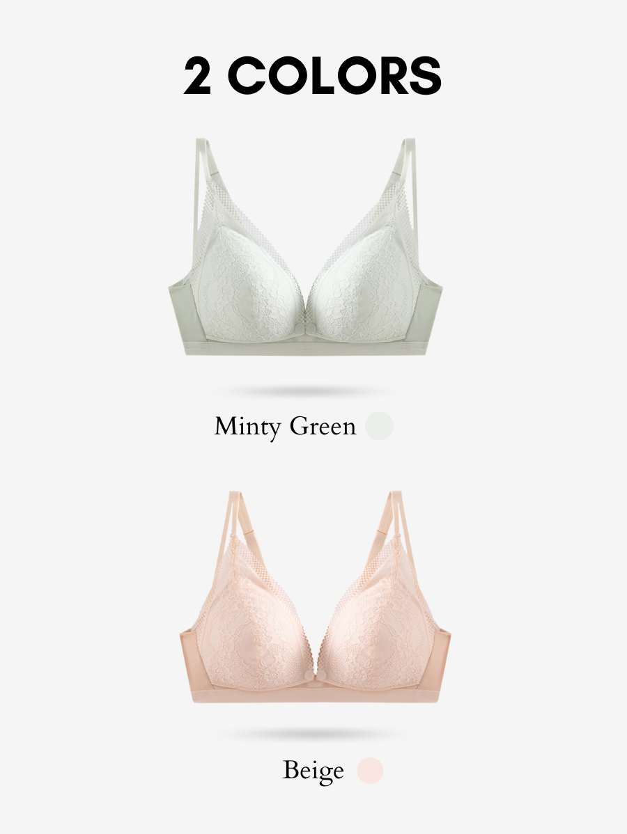 Dual Strap Middle Button Lace Nursing Bra
