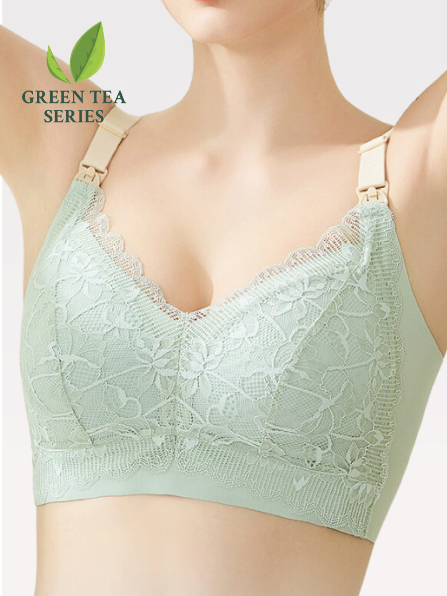 Premium 2-Tone Green Tea Extract Antibacterial Top Open Nursing Bra