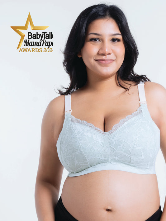 Premium 2-Tone Green Tea Antibacterial Top Open Nursing Bra (Plus Size)
