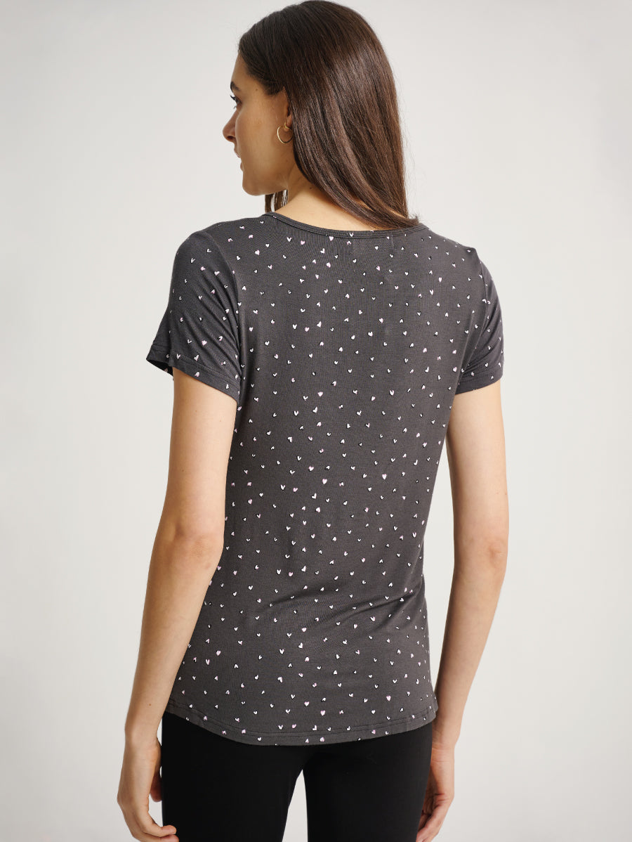 Short-Sleeved Lift Up Grey Nursing Top