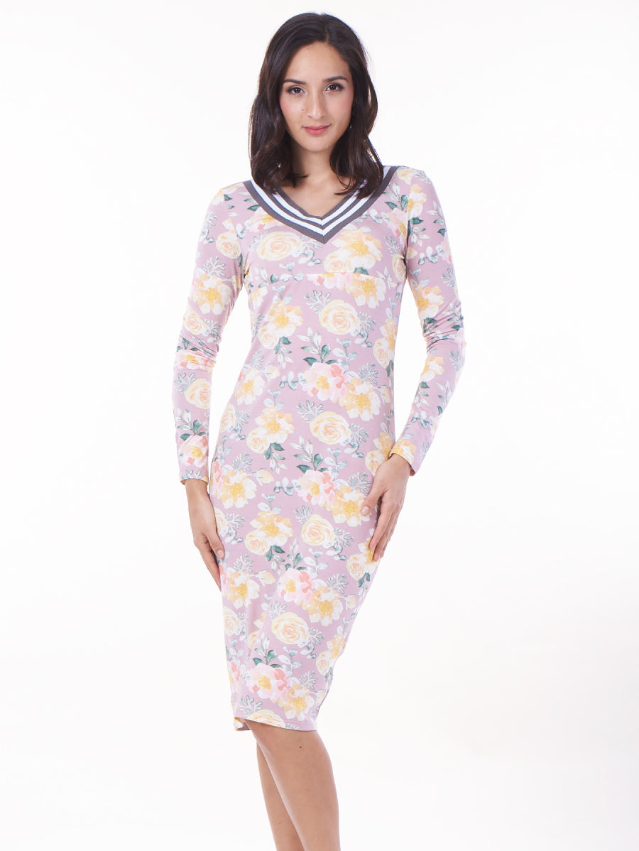 Roses Elegance V-Neck Maternity & Nursing Dress