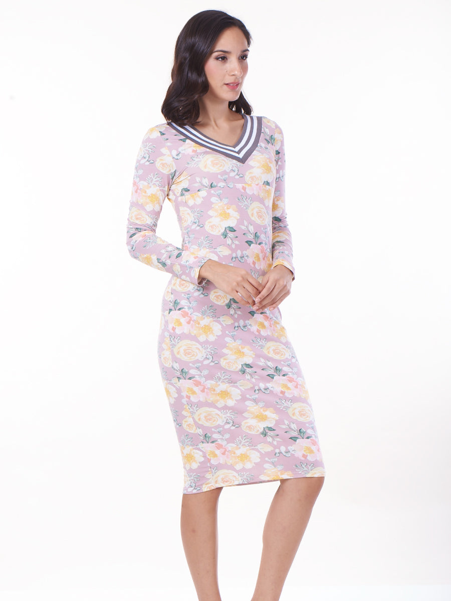 Roses Elegance V-Neck Maternity & Nursing Dress