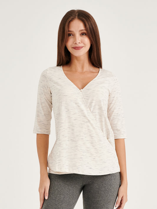 Font Button Access 3/4 Sleeve Nursing Tee