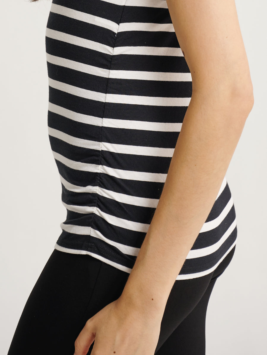 Side-Ruched Tank Top - Black