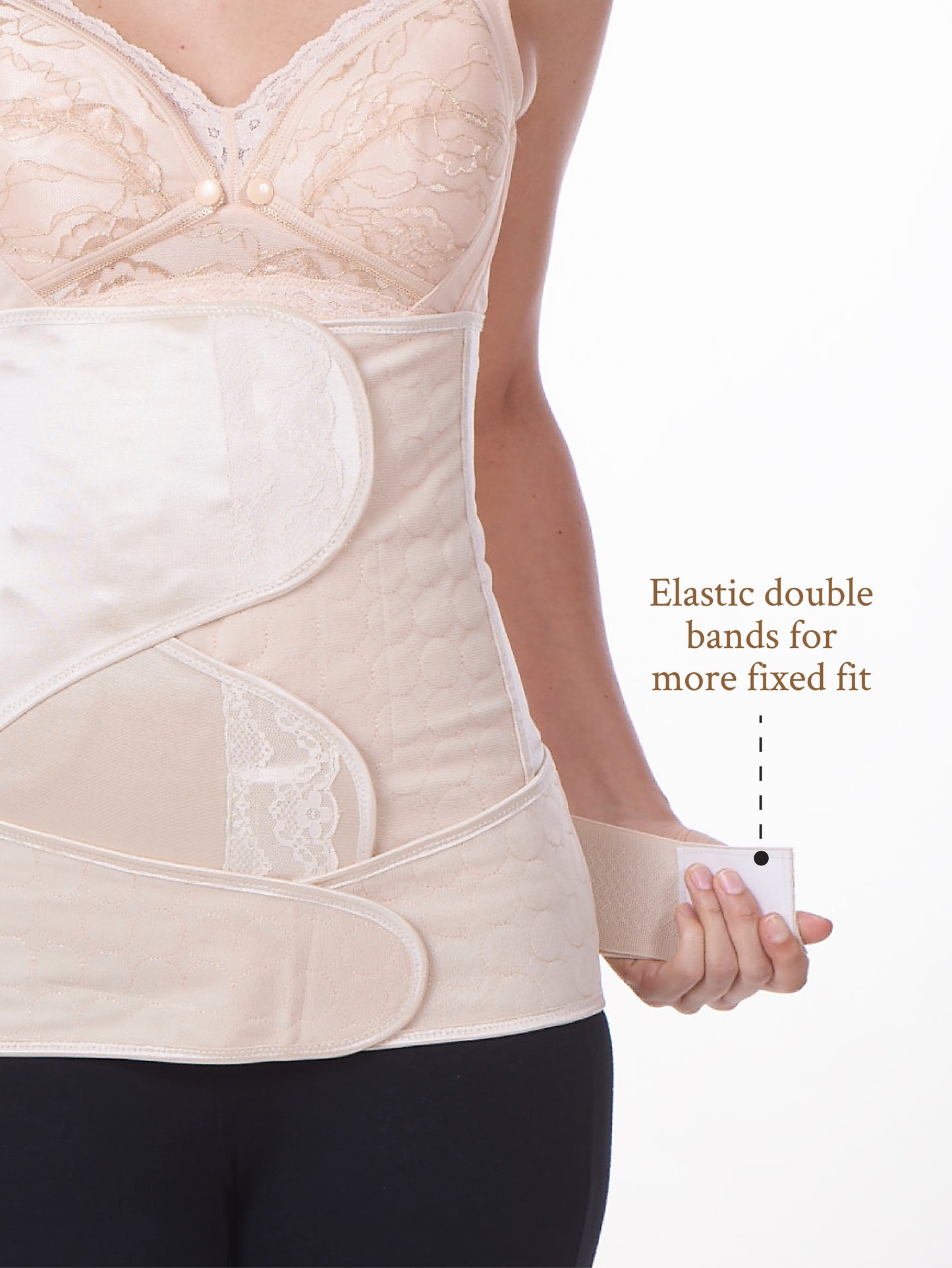 2in1 Belly and Pelvic Binder Satin Set (2pcs) Beige - Basic Version