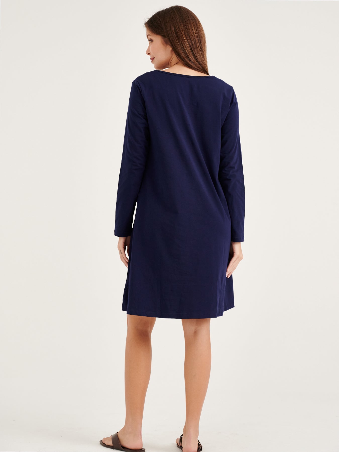 V-neck nursing dress with stripes