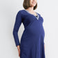 Striped v-neck maternity dress