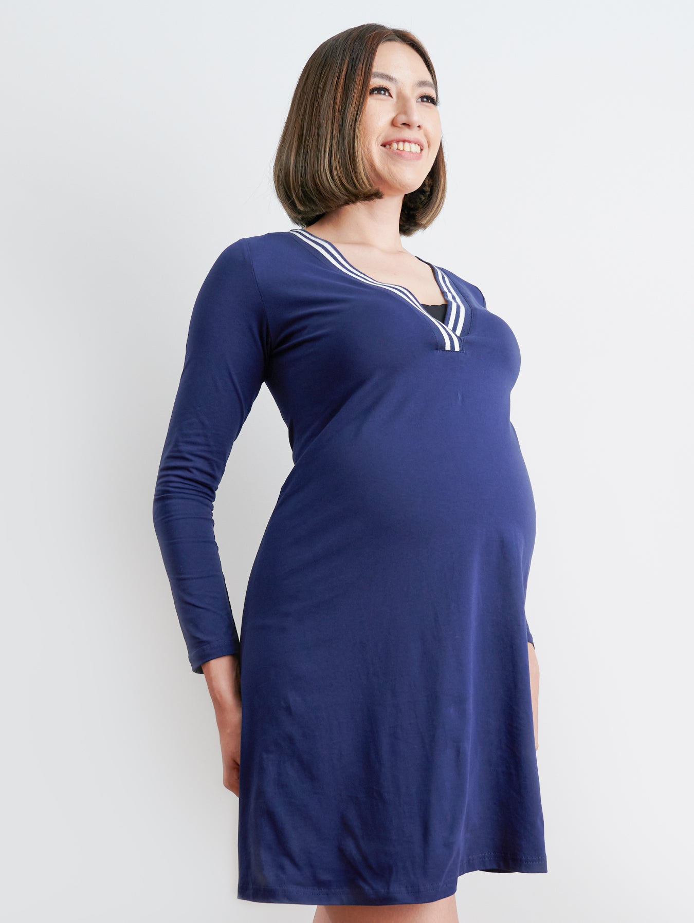 Striped v-neck maternity dress