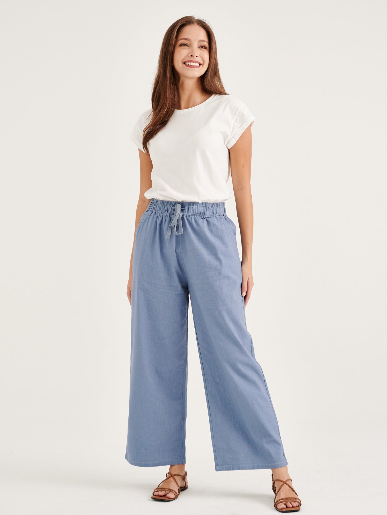 Shop Light Blue Cotton Linen Pants – Bmama Maternity