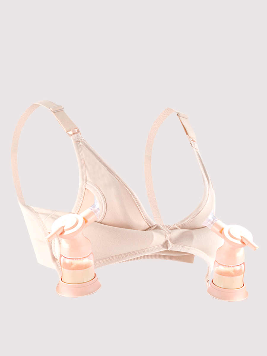Sport bra with built-in nursing and pumping features