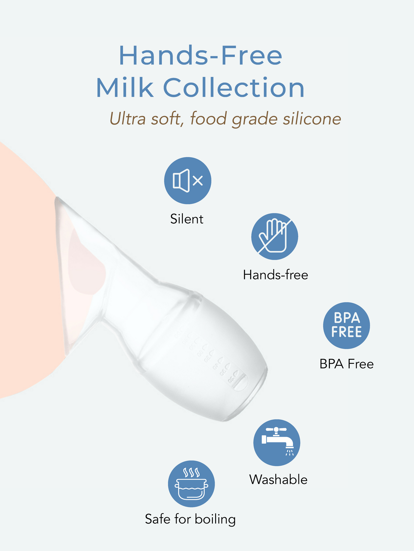 Manual Breast Pump Milk Collector Silicone BPA Free Milk Saver with Cover Food-Grade