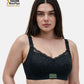 Bmama plus size non-wired nursing bra in black showing mesh lace detail