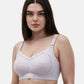 Bmama plus size non-wired nursing bra in purple showing mesh lace detail