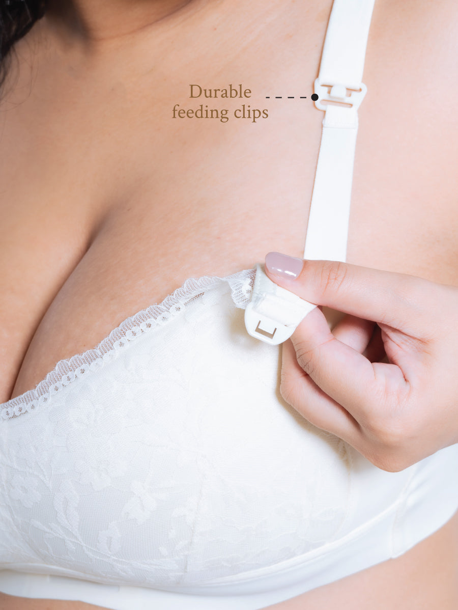 Premium Green Tea Extract Antibacterial Lace Top Open Nursing Bra