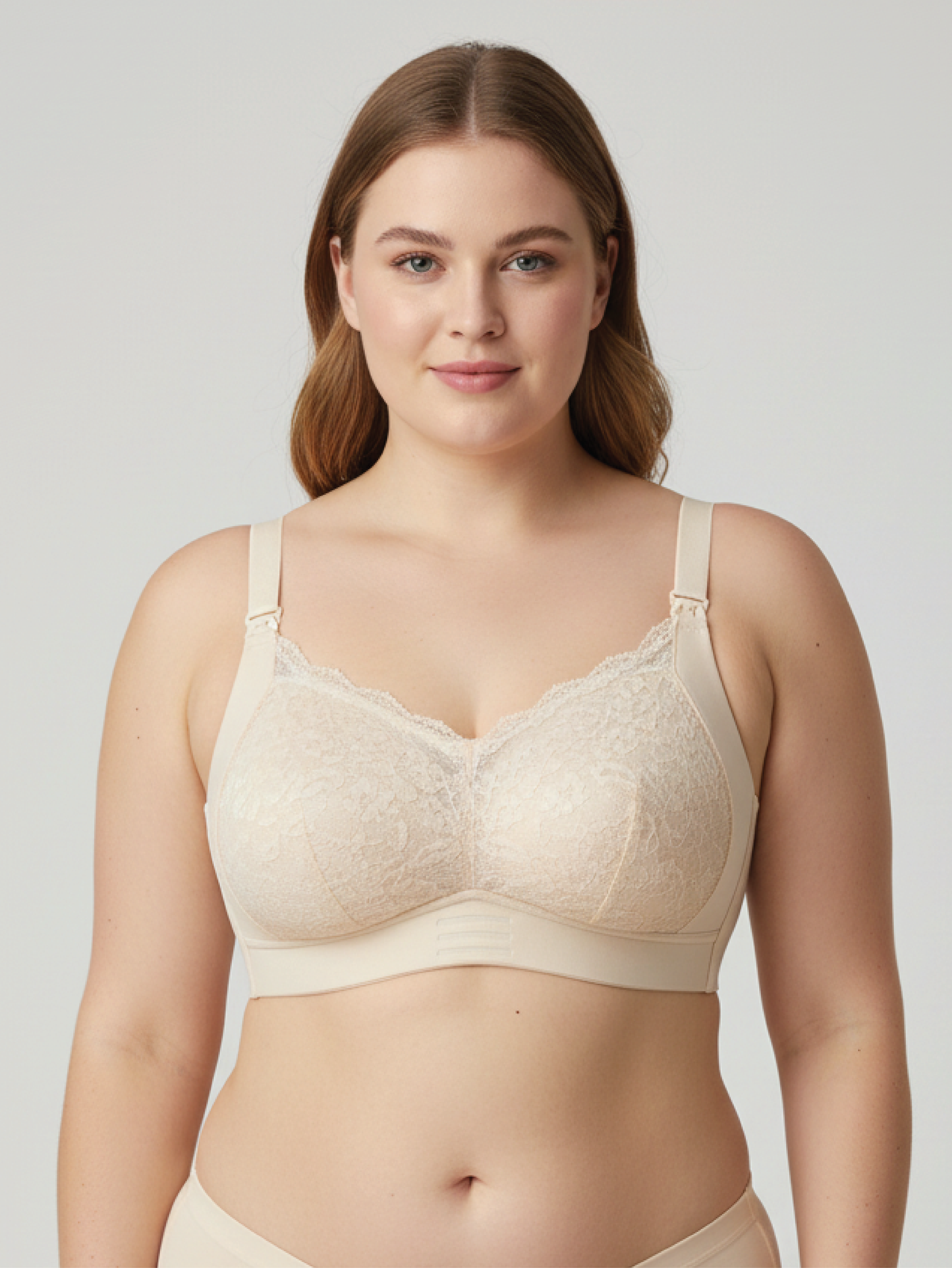 Premium Green Tea Antibacterial Strips Lace Top Open Nursing Bra