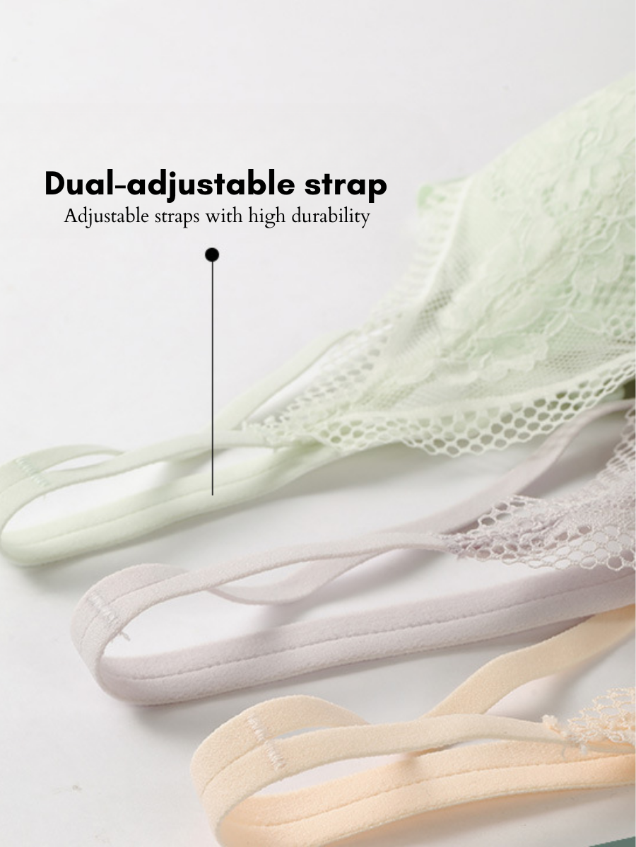 Dual Strap Middle Button Lace Nursing Bra