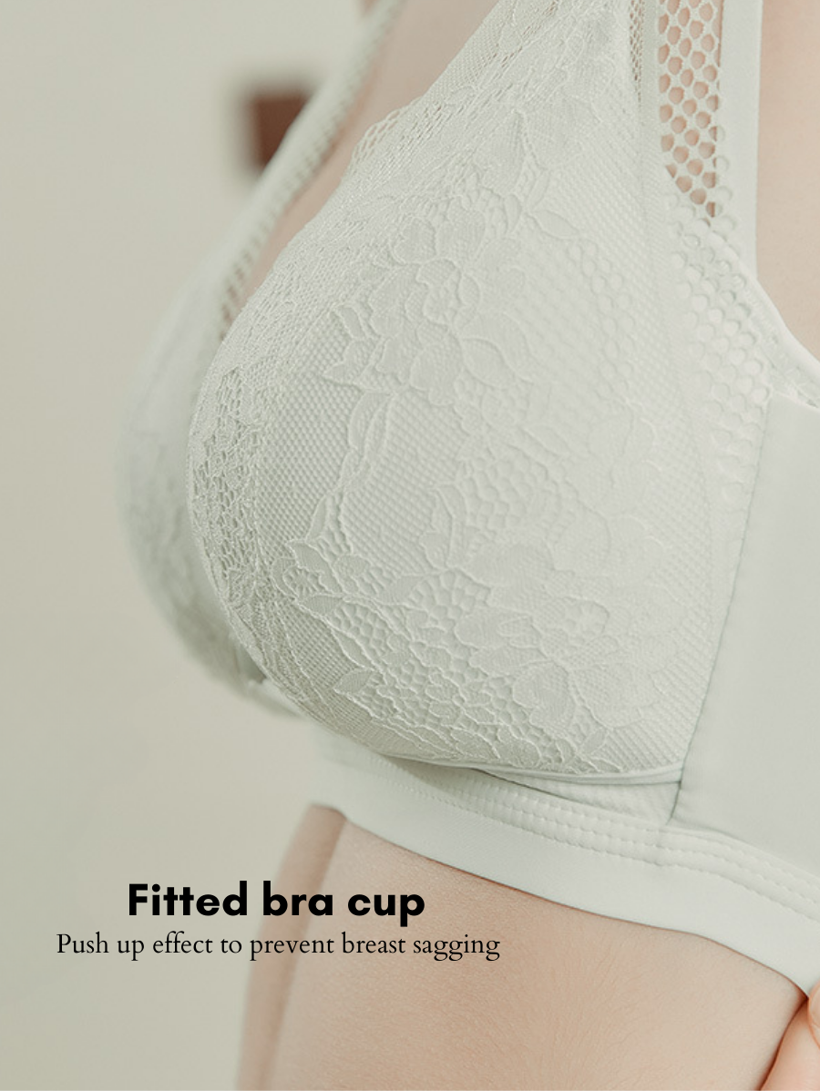 Dual Strap Middle Button Lace Nursing Bra
