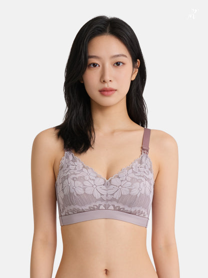 Bmama anti slip wireless seamless nursing bra in soft purple