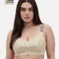 Bmama plus size wireless nursing bra in green showing mesh lace detail