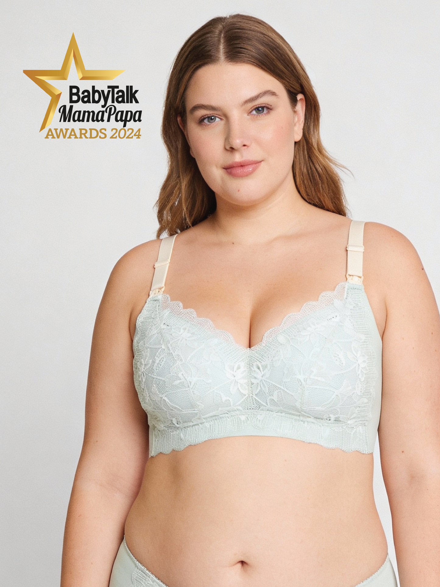 Premium 2-Tone Green Tea Antibacterial Top Open Nursing Bra (Plus Size)