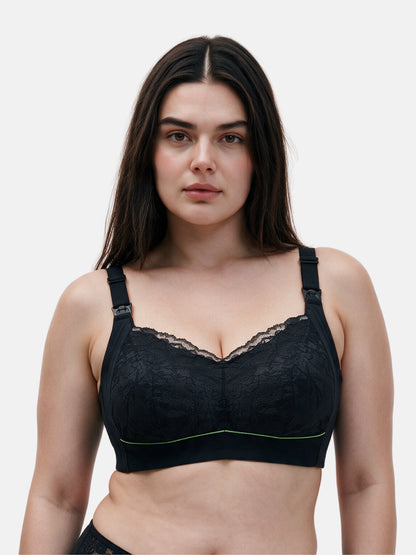 Bmama plus size full coverage wireless nursing bra on full-figured model