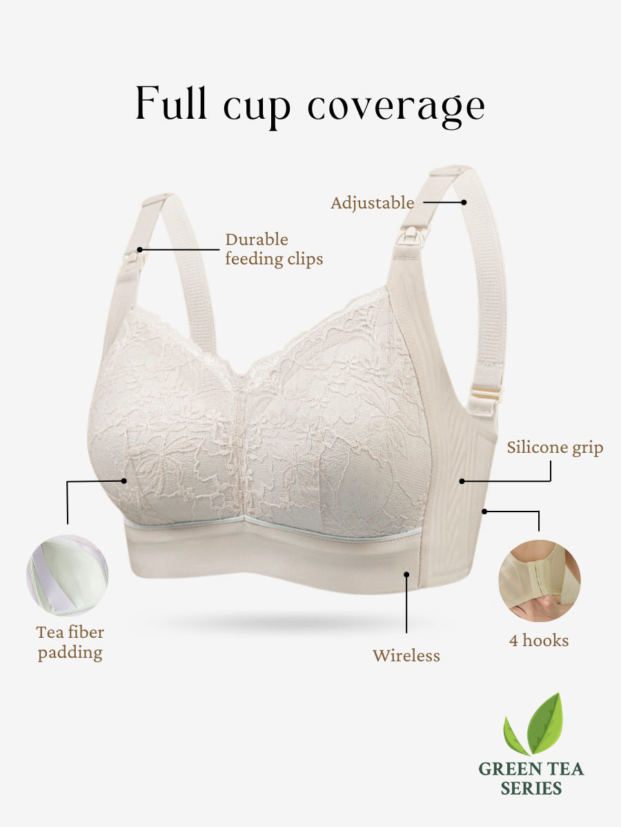 Premium Plus Size Lace Green Tea Extract Antibacterial Top Open Nursing Bra (Plus Size)