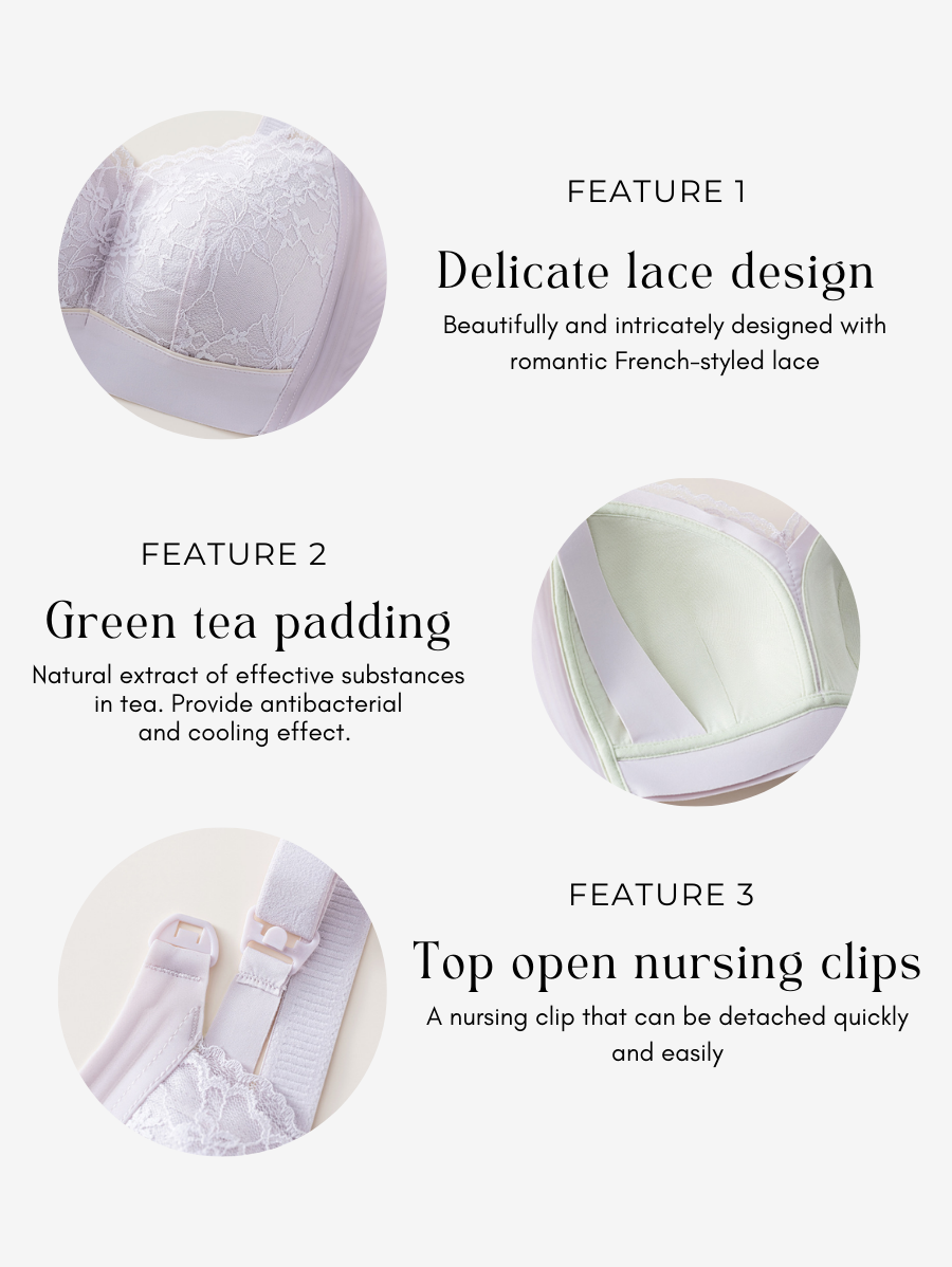 Plus Size Lace Green Tea Silicon Grip Top Open Nursing Bra