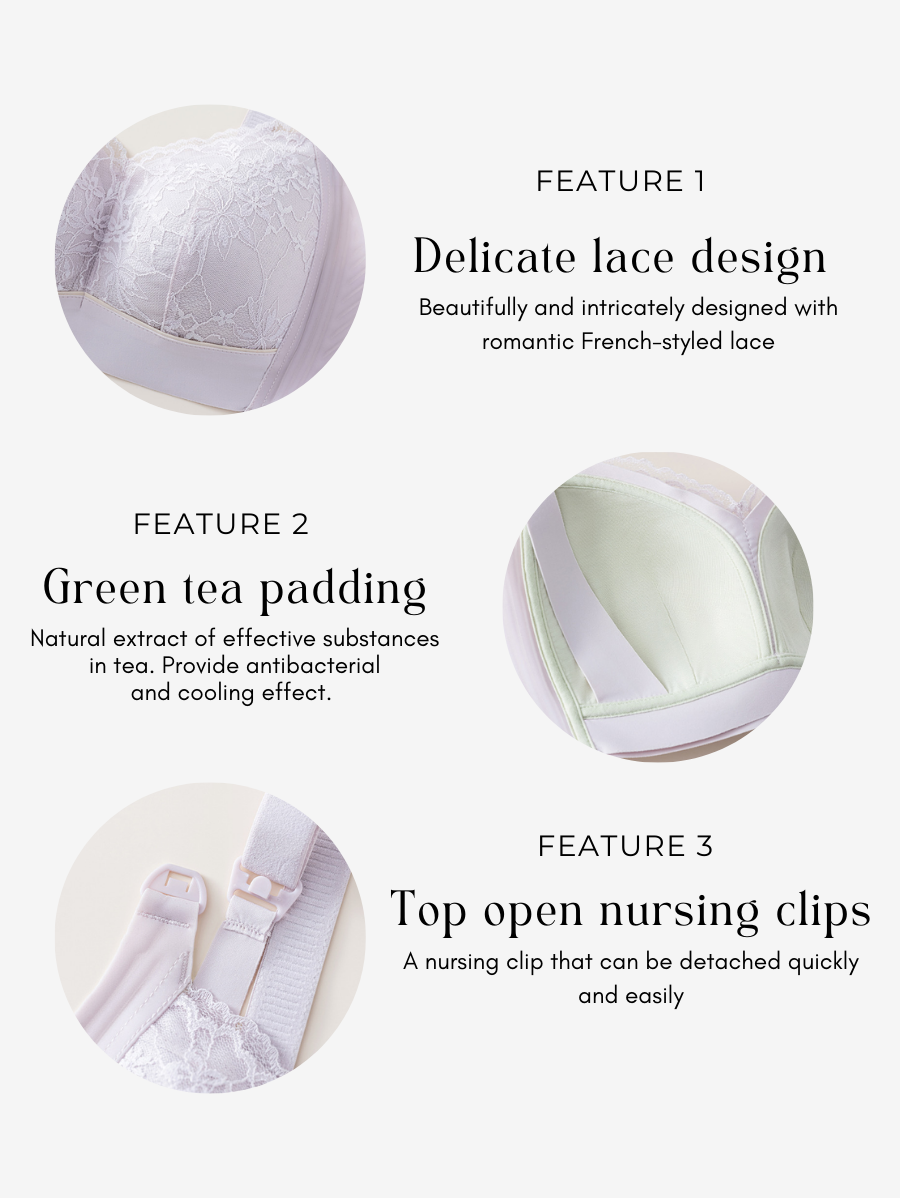 Premium Plus Size Lace Green Tea Extract Antibacterial Top Open Nursing Bra (Plus Size)