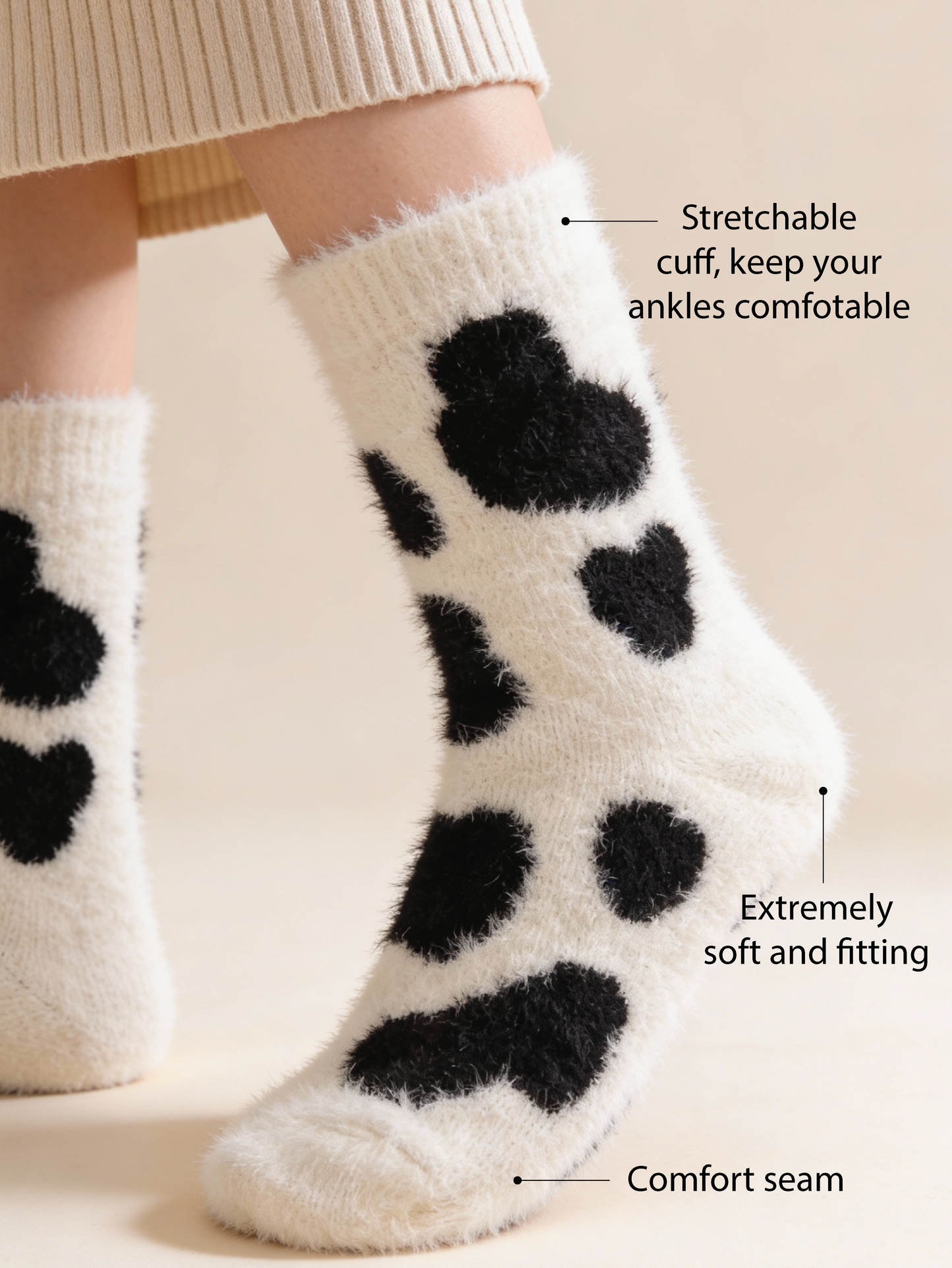 Maternity Confinement Warm Socks – Cow Pattern Printed (1 pair)