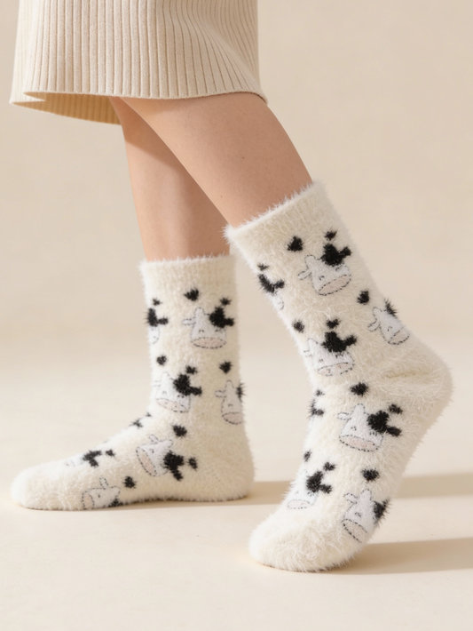 Maternity Confinement Warm Socks – Cow Pattern Printed (1 pair)