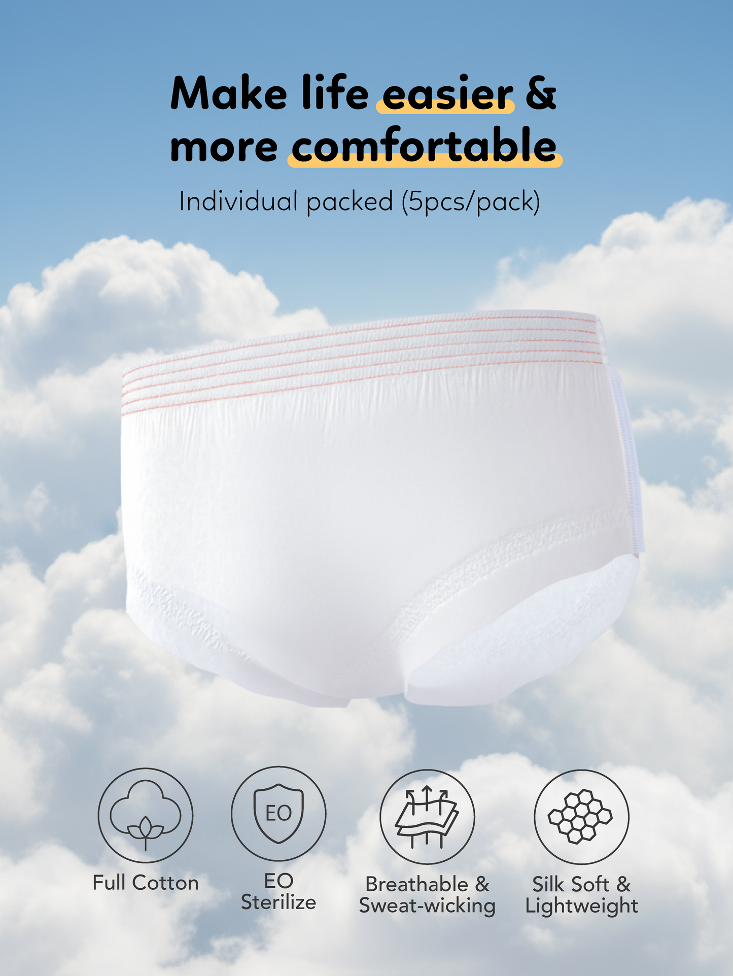 Disposable Hygiene Full Cotton Panties (5pcs/pack)