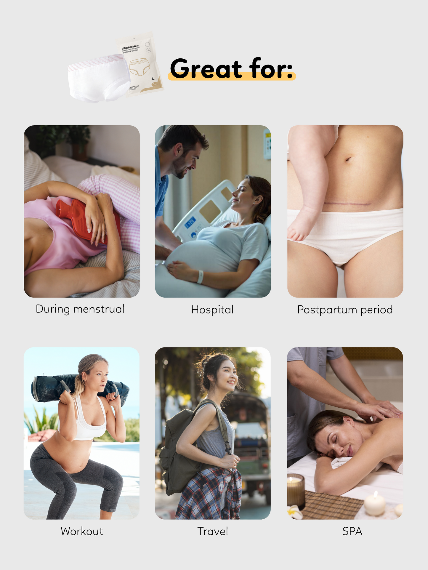 Disposable Hygiene Full Cotton Panties (5pcs/pack)