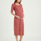 3/4 Sleeves Maternity & Nursing Midi Dress