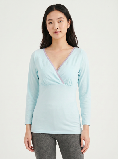 Long Sleeves Nursing Top - Blue
