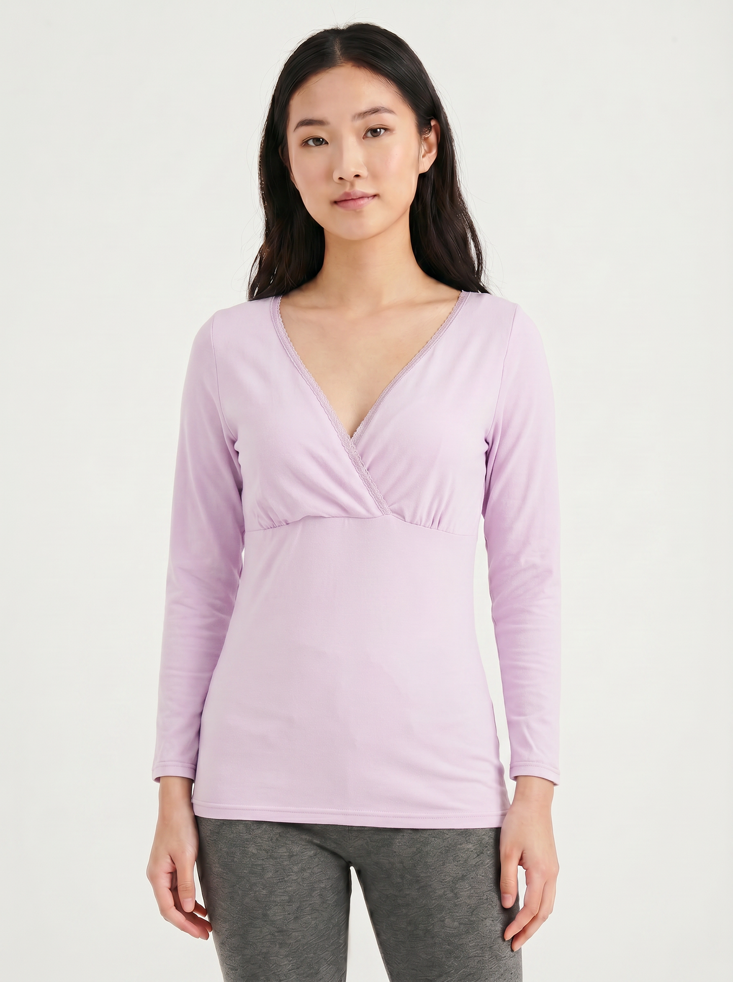 Long Sleeves Nursing Top - Purple
