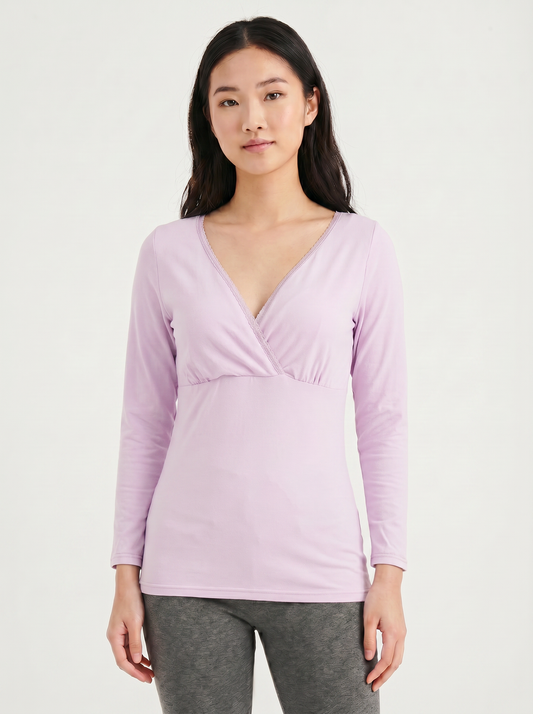 Long Sleeves Nursing Top - Purple