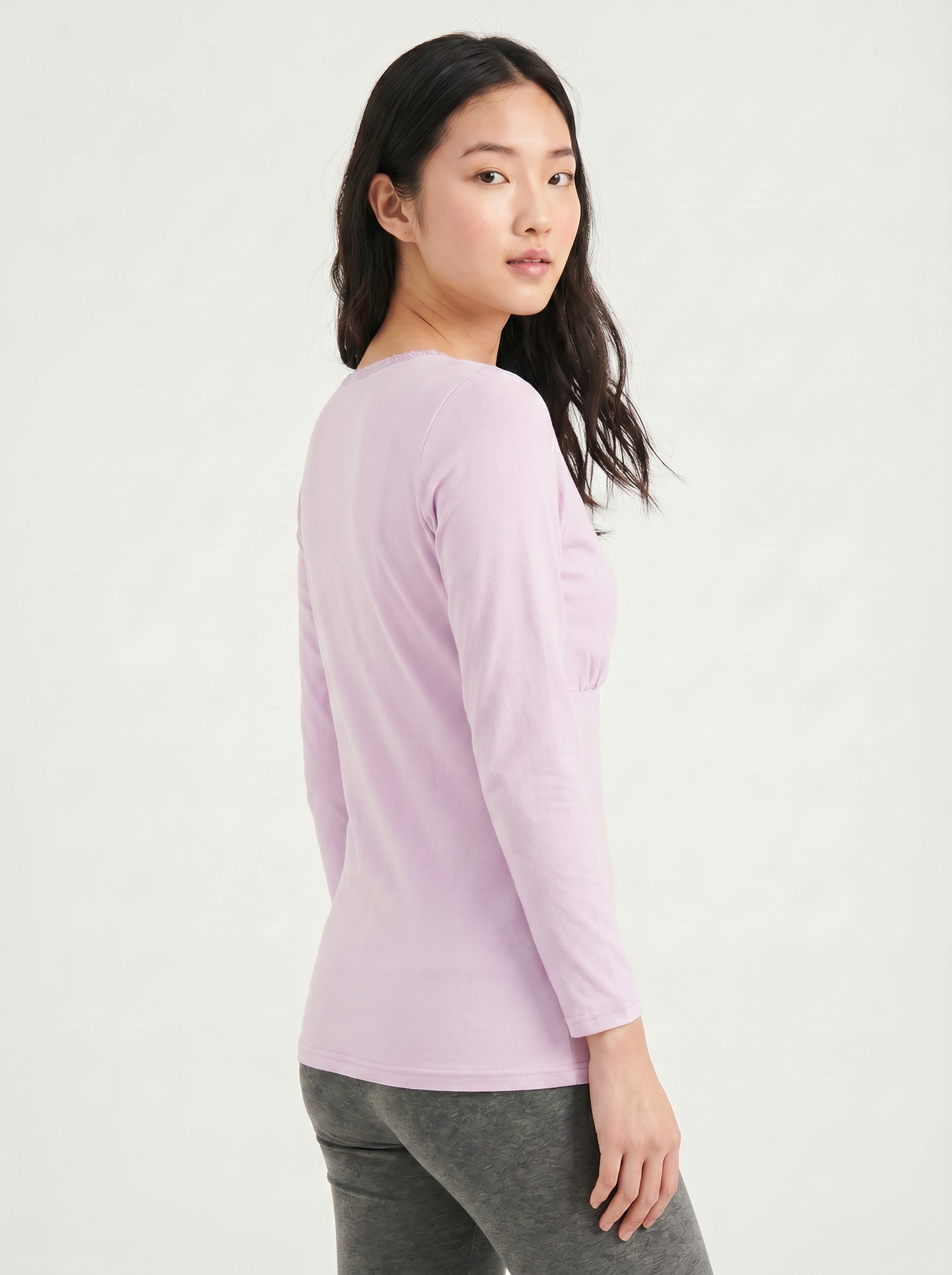 Long Sleeves Nursing Top - Purple