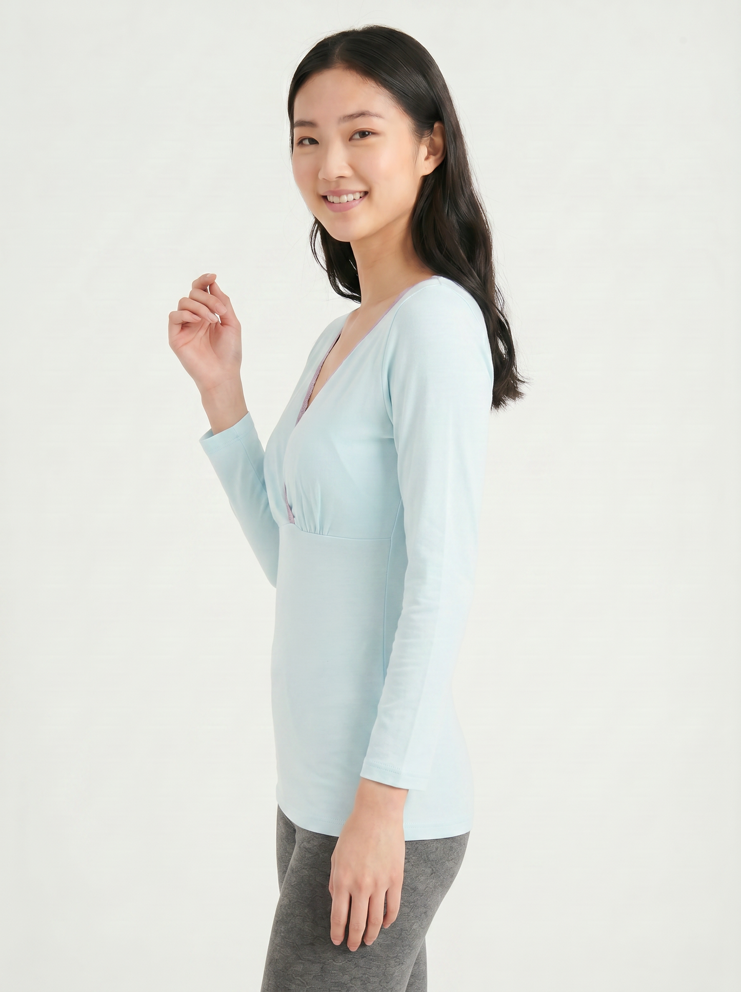 Long Sleeves Nursing Top - Blue