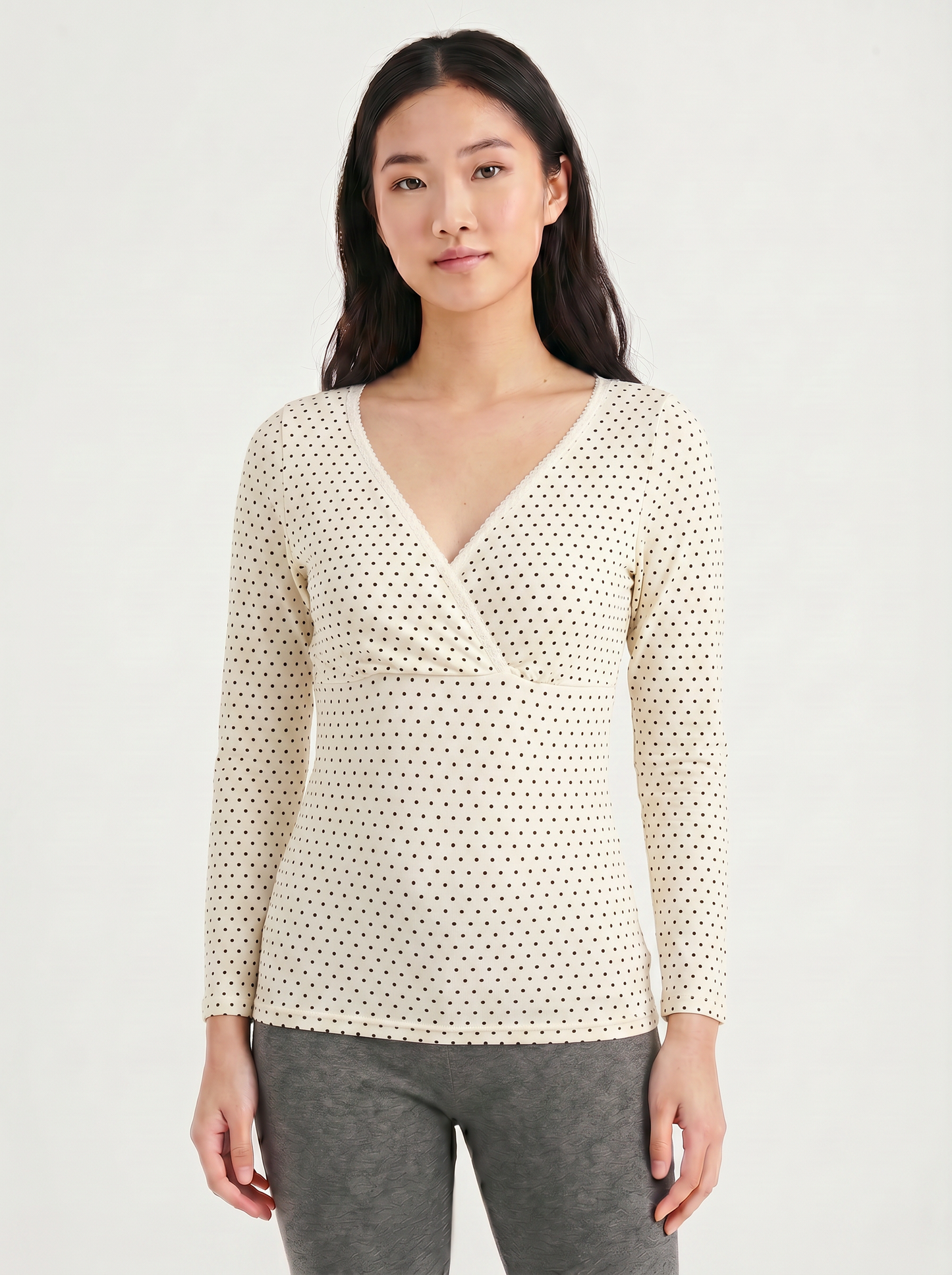 Long Sleeves Nursing Top - Yellow Dot