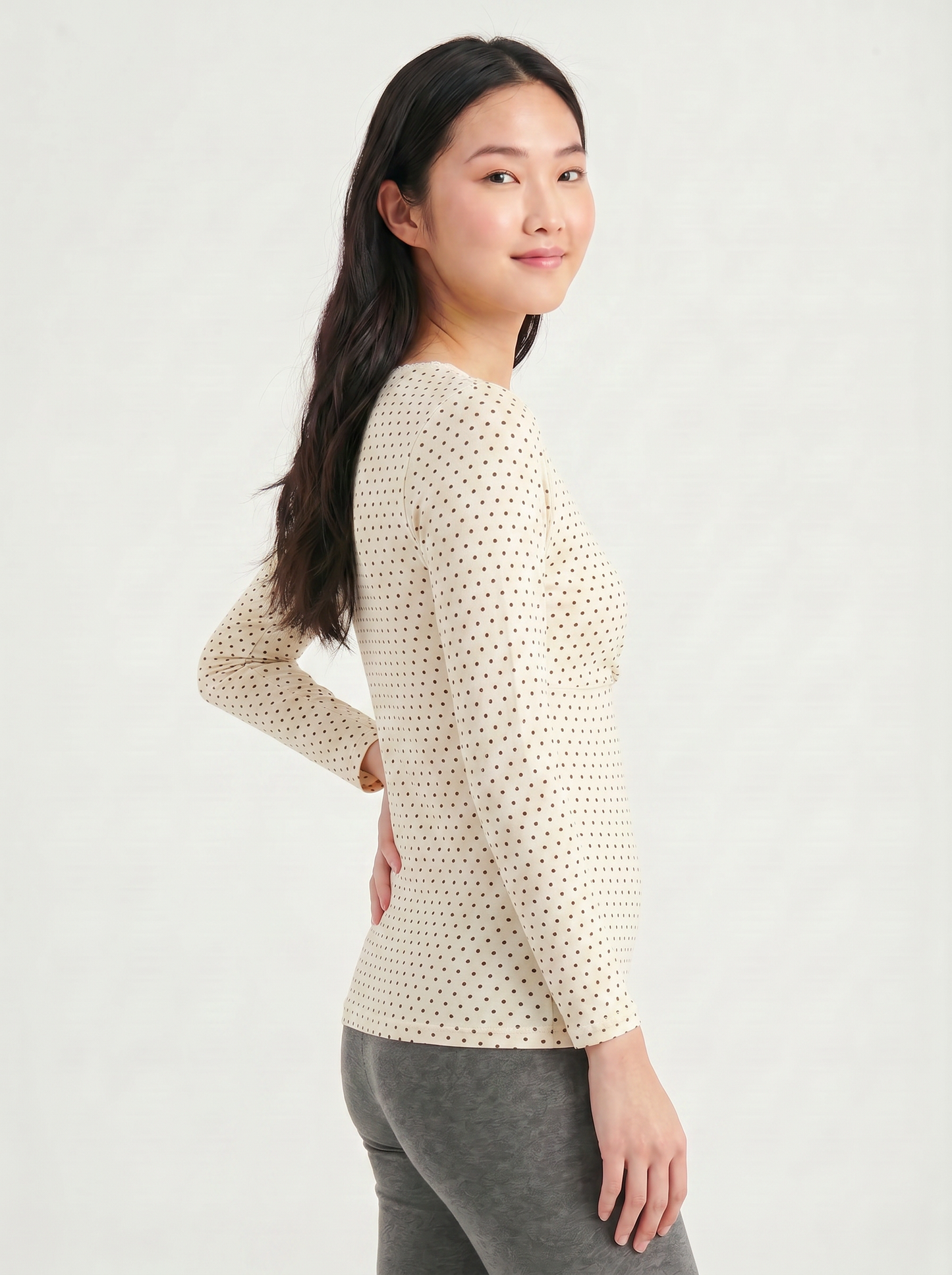 Long Sleeves Nursing Top - Yellow Dot