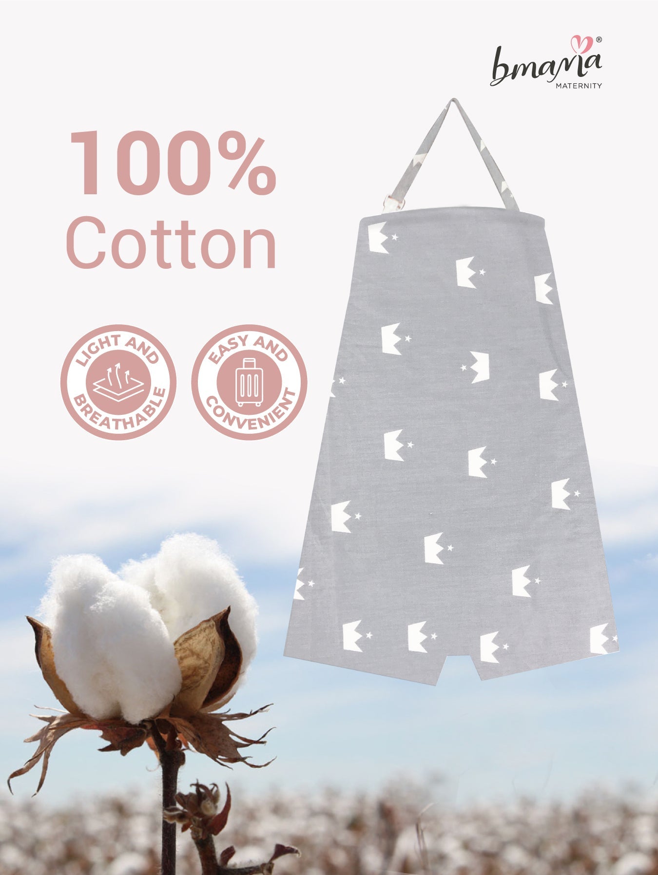 Bmama 100% Cotton Breastfeeding Nursing Cover without Net Apron Shawl Cloth Blanket