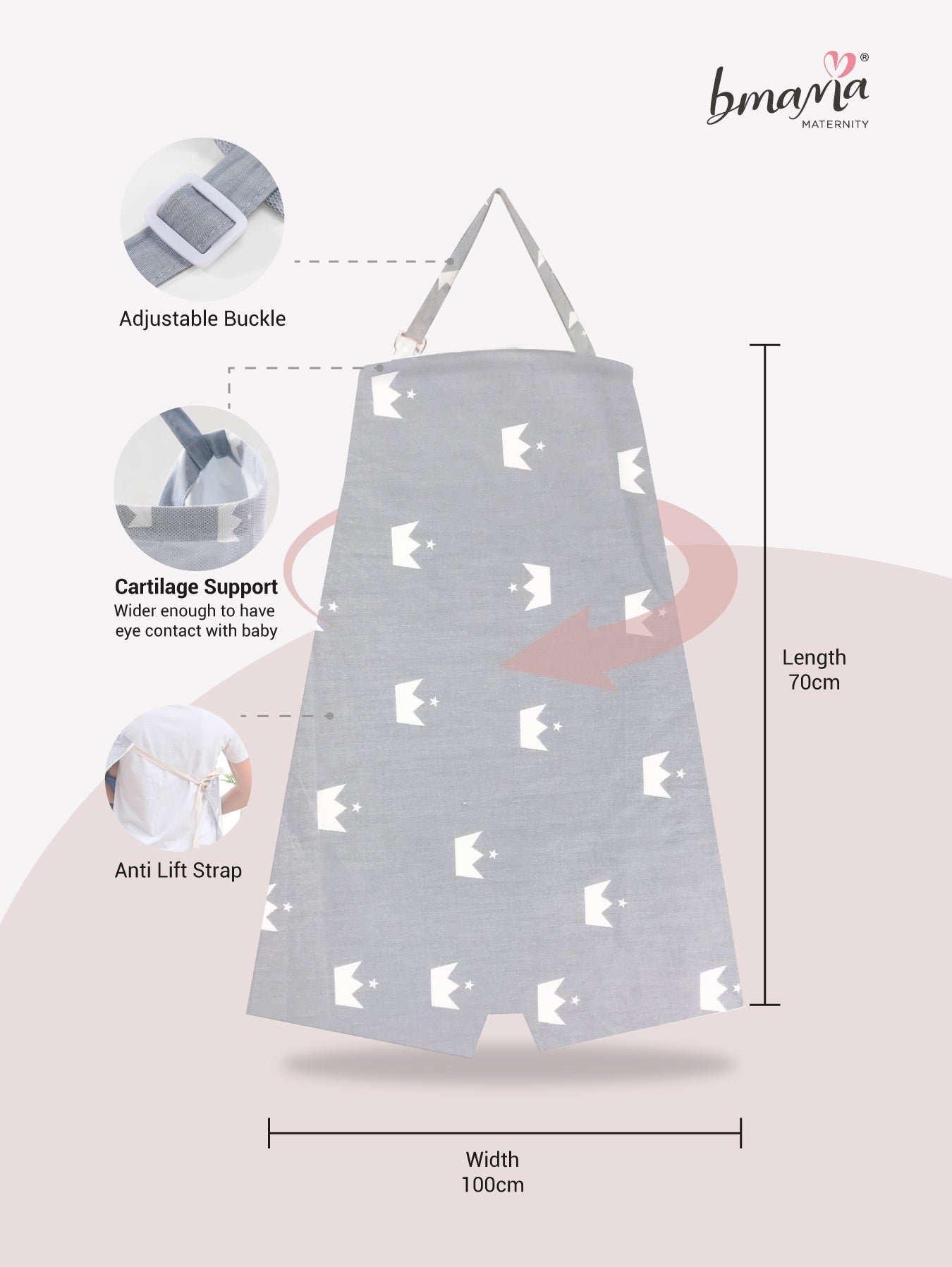 Bmama 100% Cotton Breastfeeding Nursing Cover without Net Apron Shawl Cloth Blanket