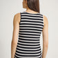 Side Ruched Sleeveless Black/White Strips Maternity Singlet