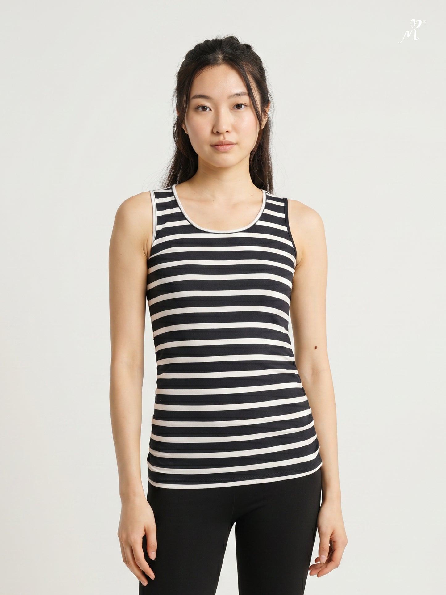 Side-Ruched Tank Top - Black